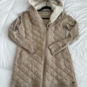 UGG long length jacket, sherpa lined hood. Size M!